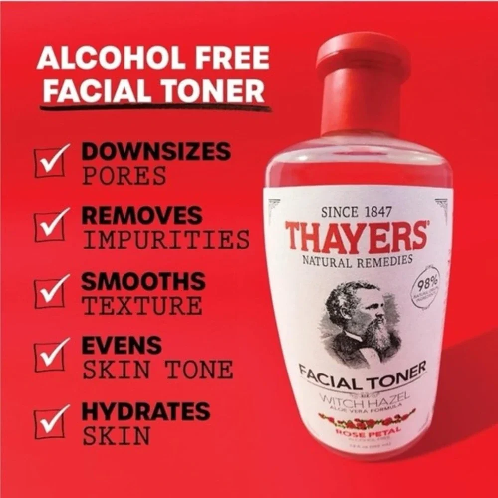 Thayers Alcohol-Free Rose Petal Witch Hazel Facial Toner for Glowing Skin, Sooth